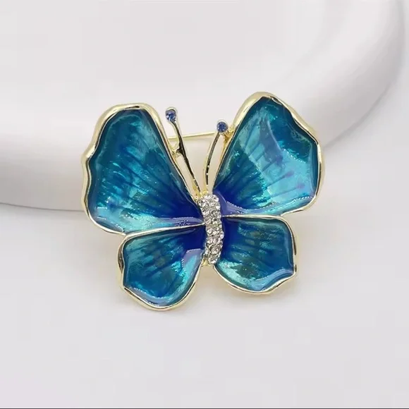 Brooch Blue Butterfly Pin, Elegant Statement Jewelry - Picture 9 of 9